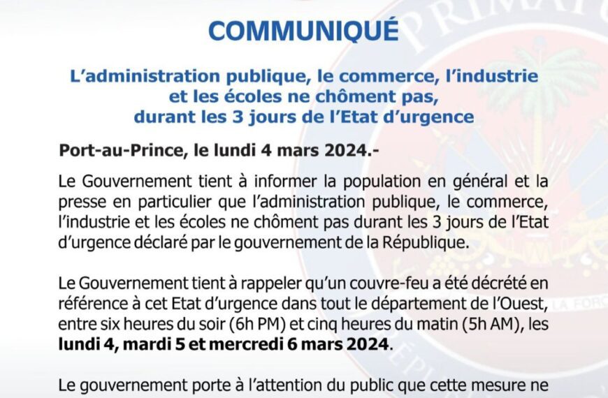 Maintien des services essentiels pendant l’état d’urgence à Port-au-Prince